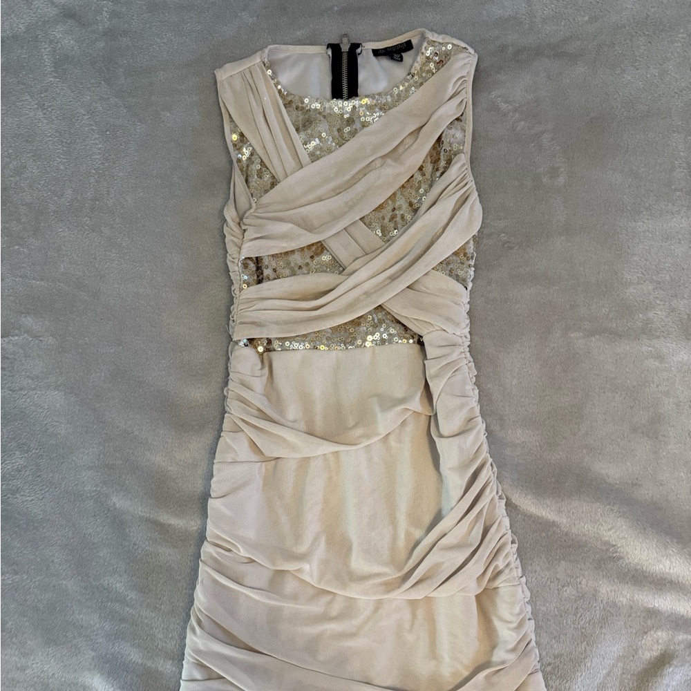 Jodi Kristopher Cream Dress with Sequins